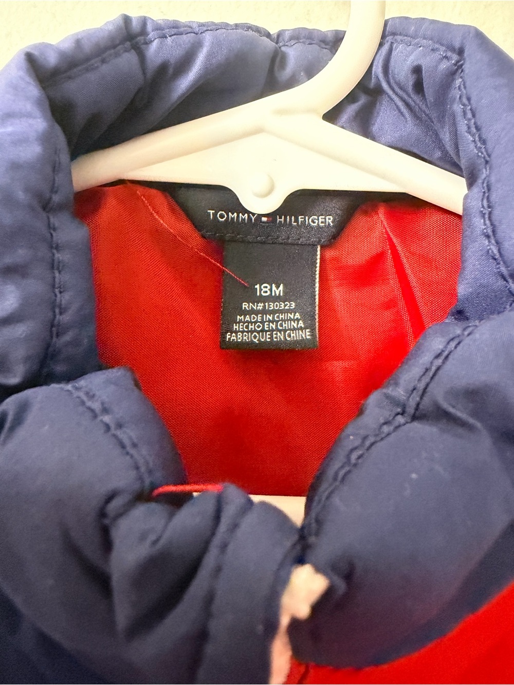 Tommy Hilfiger Navy and Red Kids Colorblock Puffer Vest - Picture 2 of 3